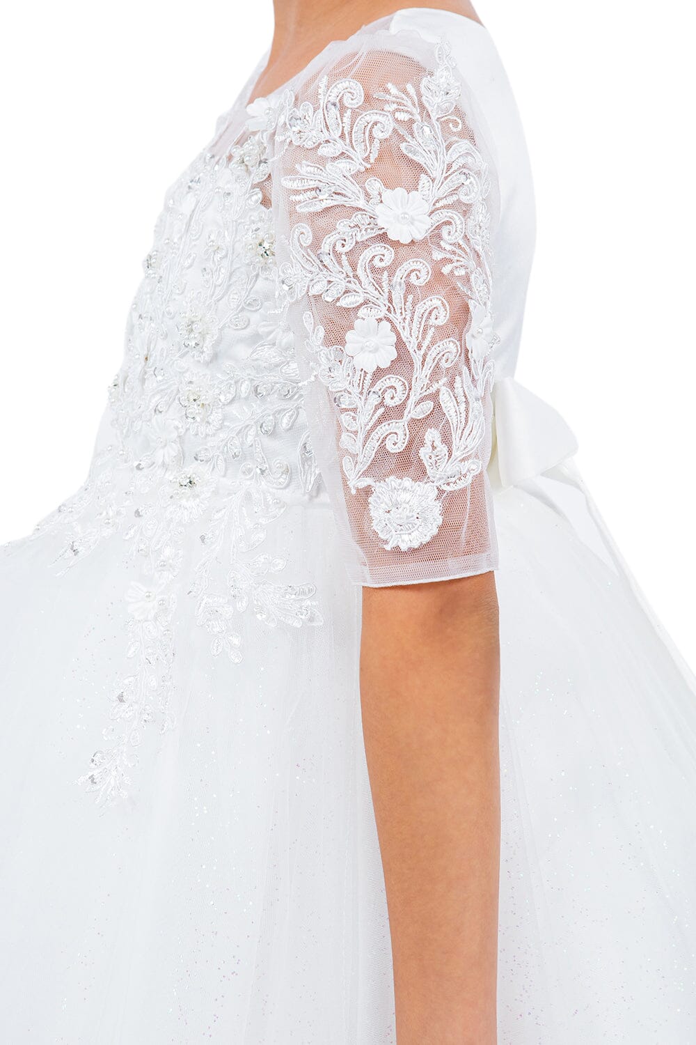 Girls 3/4 Sleeve High Low Gown by Cinderella Couture 5128