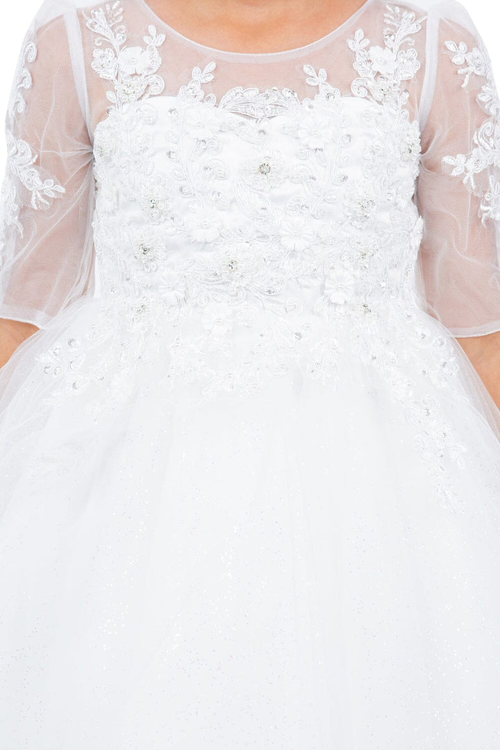 Girls 3/4 Sleeve High Low Gown by Cinderella Couture 5128