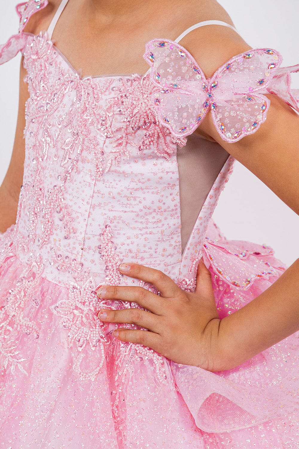 Girls 3D Butterfly Cold Shoulder Gown by Cinderella Couture 8120