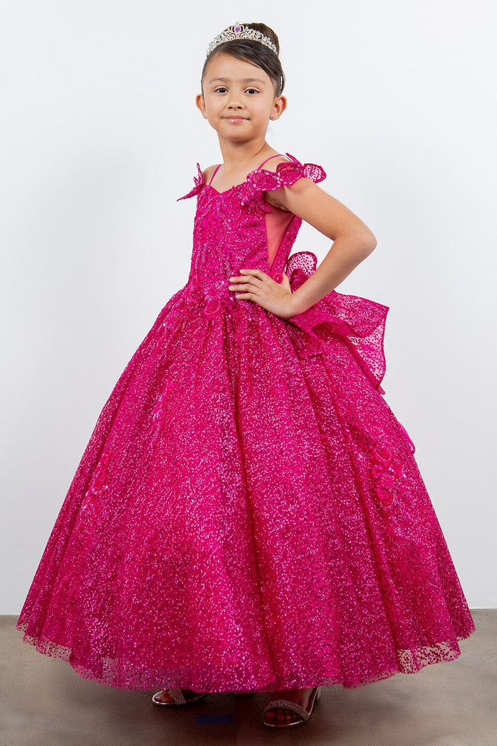 Girls 3D Butterfly Cold Shoulder Gown by Cinderella Couture 8120