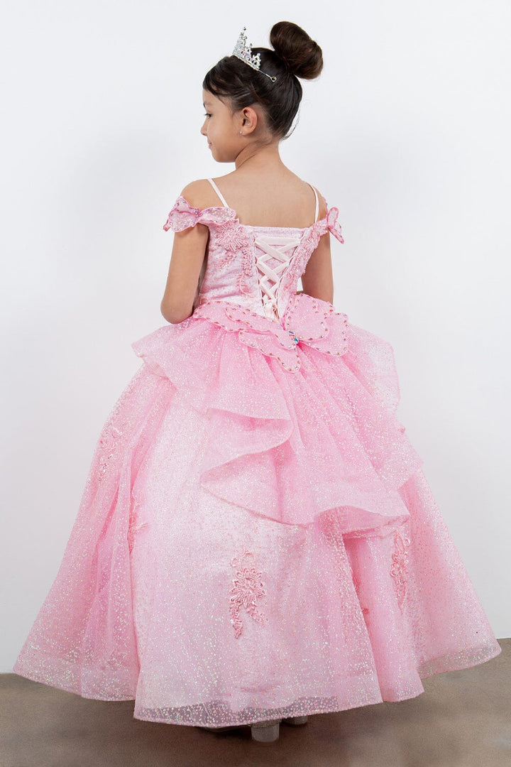 Girls 3D Butterfly Cold Shoulder Gown by Cinderella Couture 8120