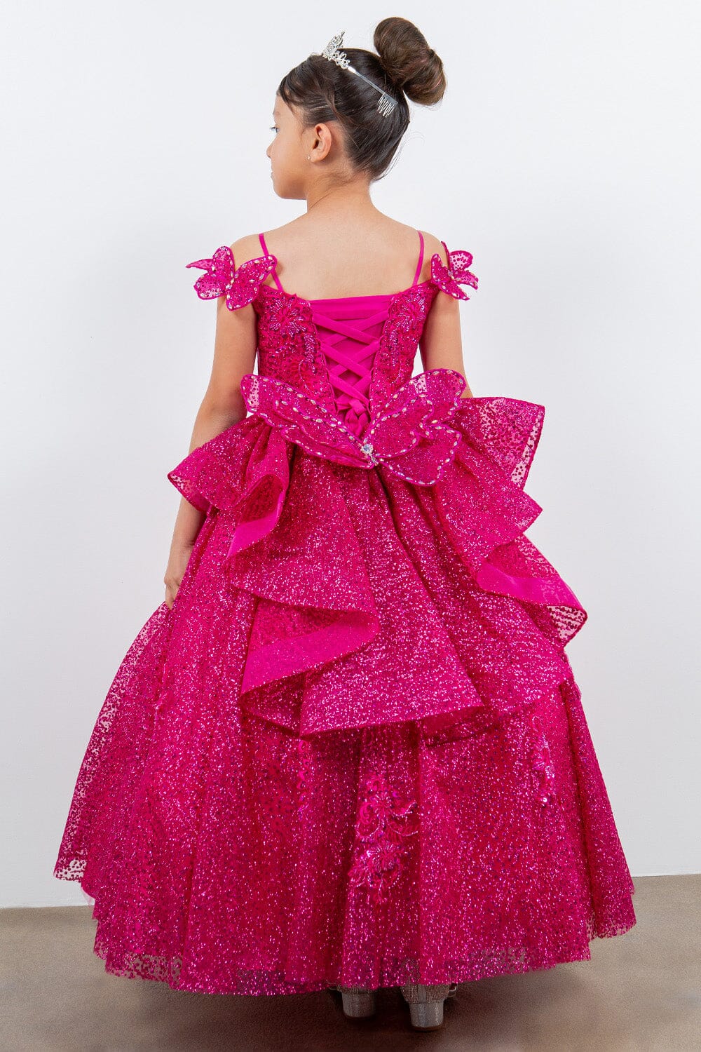 Girls 3D Butterfly Cold Shoulder Gown by Cinderella Couture 8120