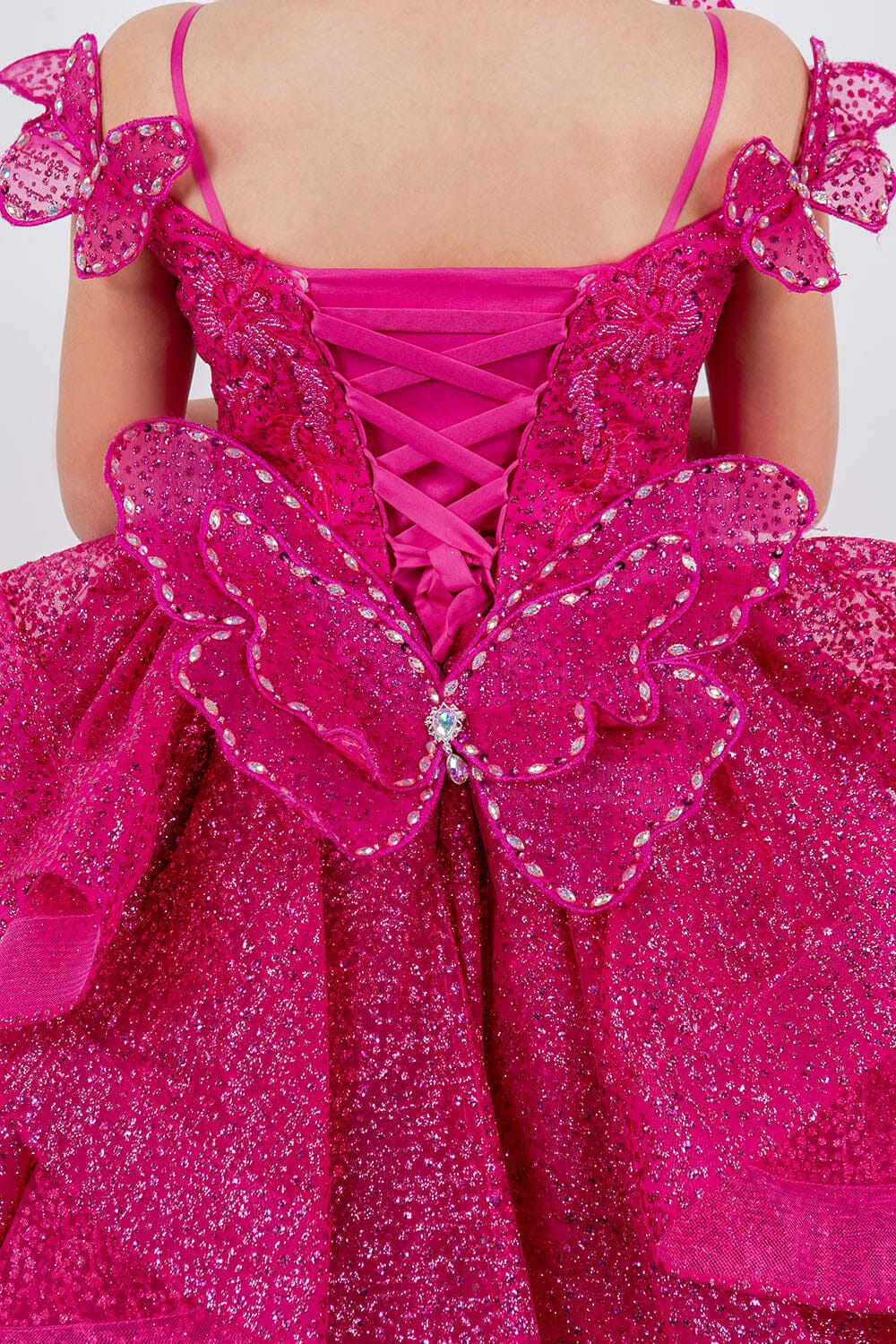 Girls 3D Butterfly Cold Shoulder Gown by Cinderella Couture 8120