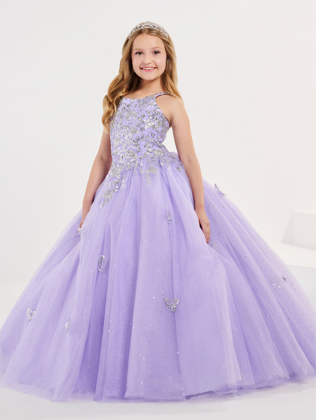 Girls 3D Butterfly Halter Gown by Tiffany Princess 13699