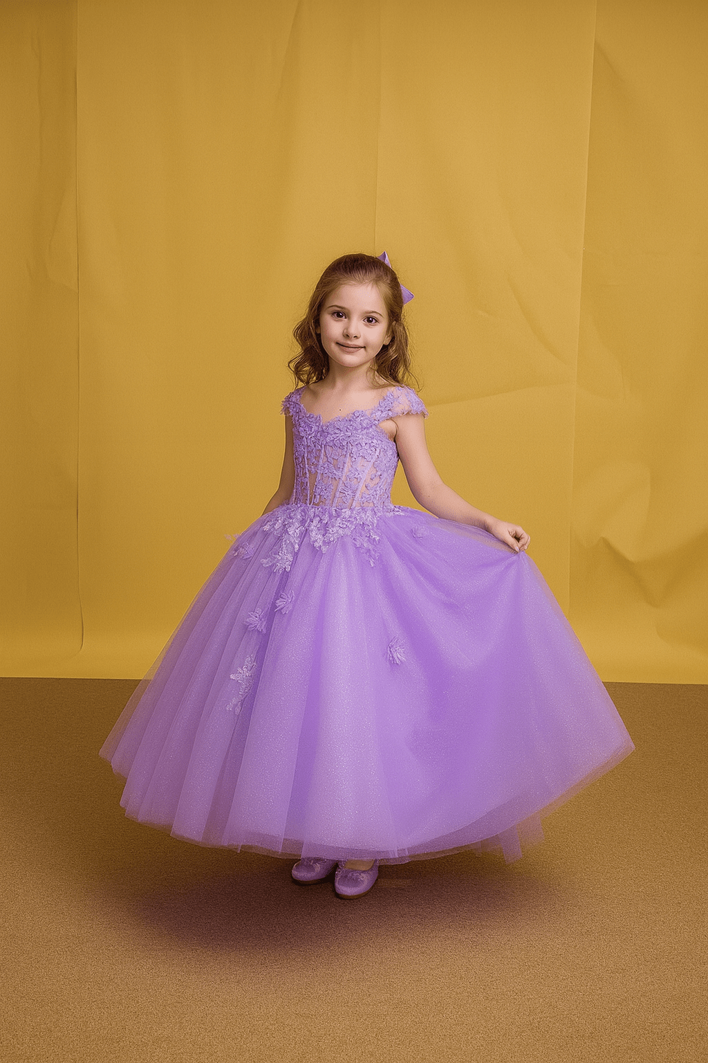 Girls 3D Butterfly Off Shoulder Gown by Calla SCK-315