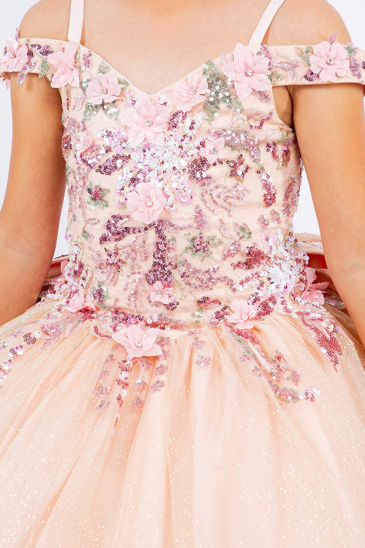 Girls 3D Floral Cold Shoulder Gown by Cinderella Couture 8125