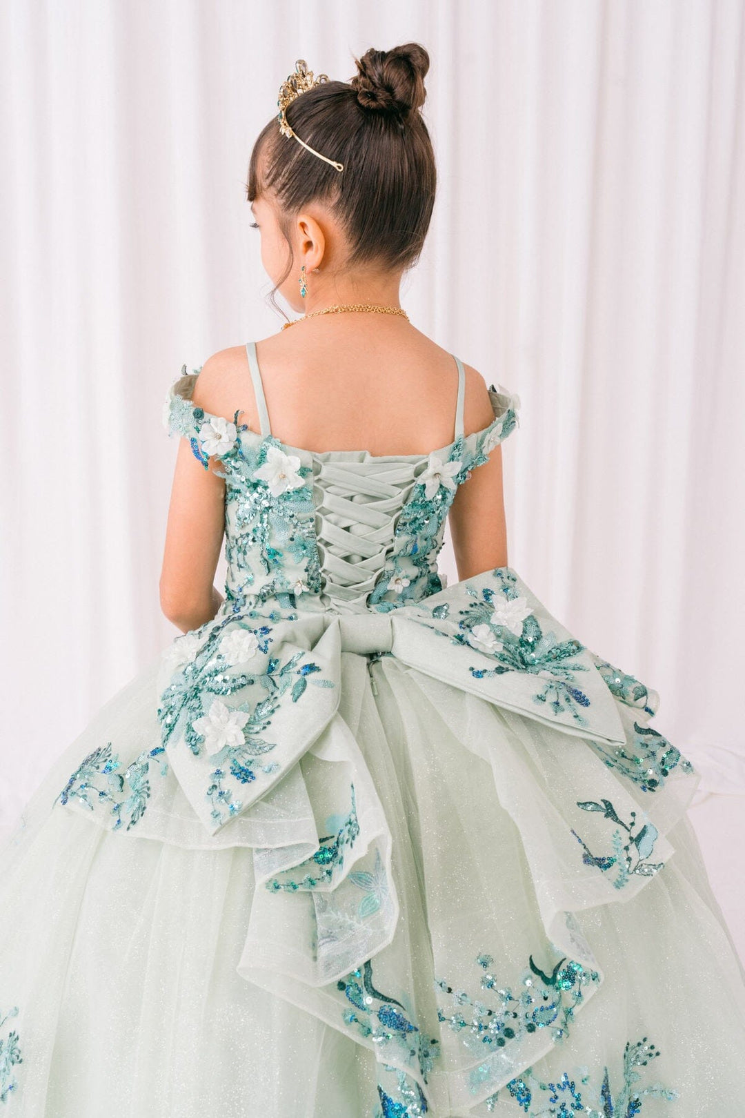 Girls 3D Floral Cold Shoulder Gown by Cinderella Couture 8125