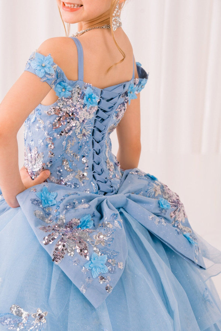 Girls 3D Floral Cold Shoulder Gown by Cinderella Couture 8125 - Outlet