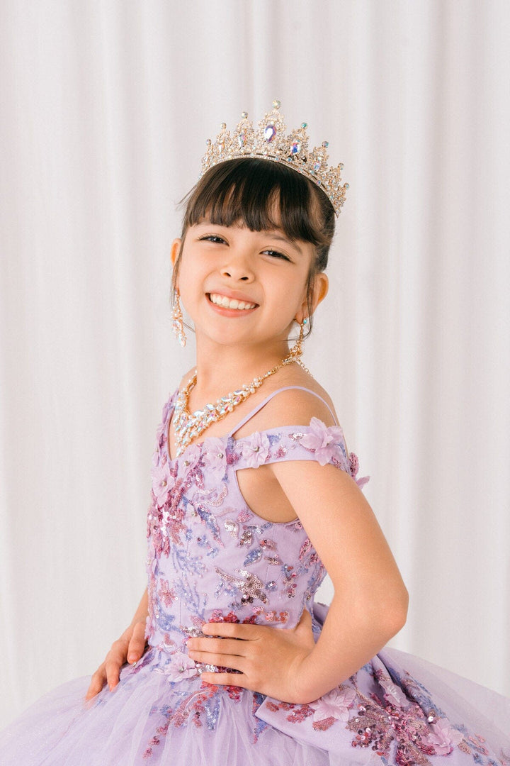 Girls 3D Floral Cold Shoulder Gown by Cinderella Couture 8125