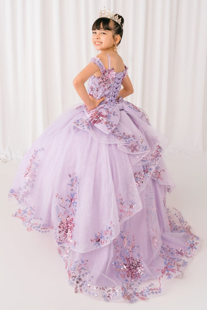 Girls 3D Floral Cold Shoulder Gown by Cinderella Couture 8125