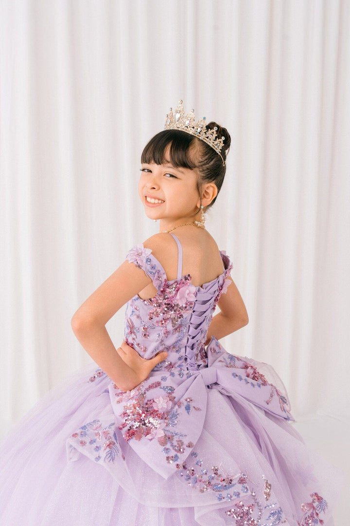 Girls 3D Floral Cold Shoulder Gown by Cinderella Couture 8125