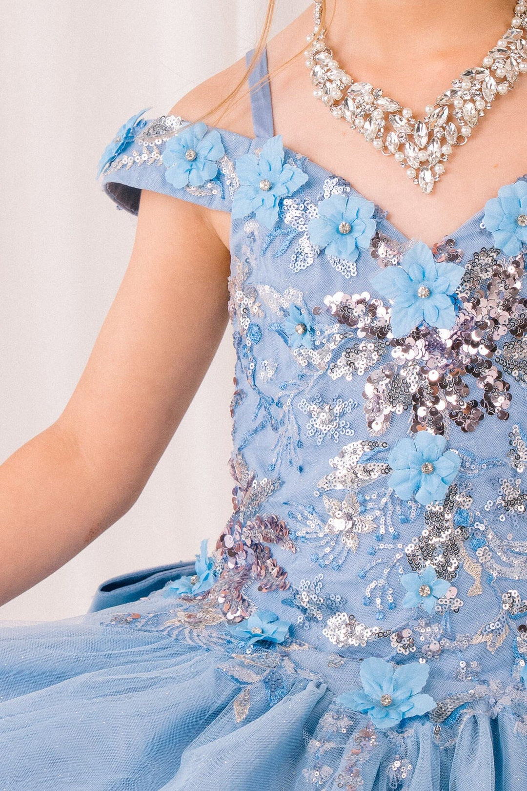 Girls 3D Floral Cold Shoulder Gown by Cinderella Couture 8125 - Outlet