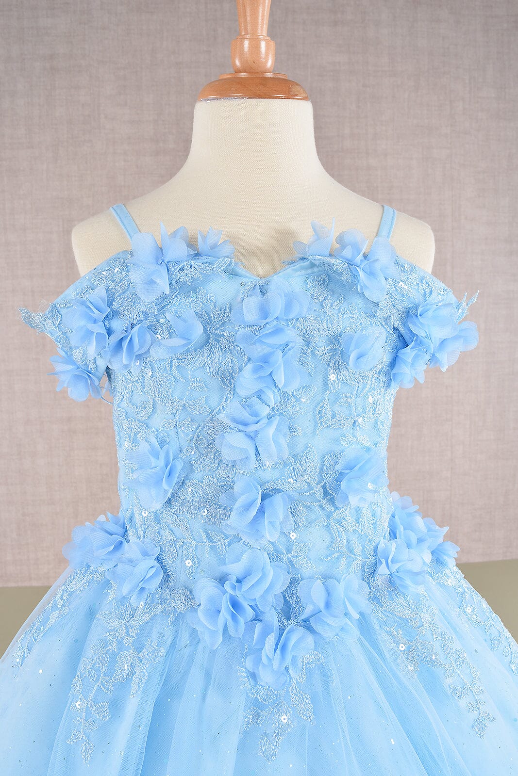 Girls 3D Floral Cold Shoulder Gown by Elizabeth K GK110