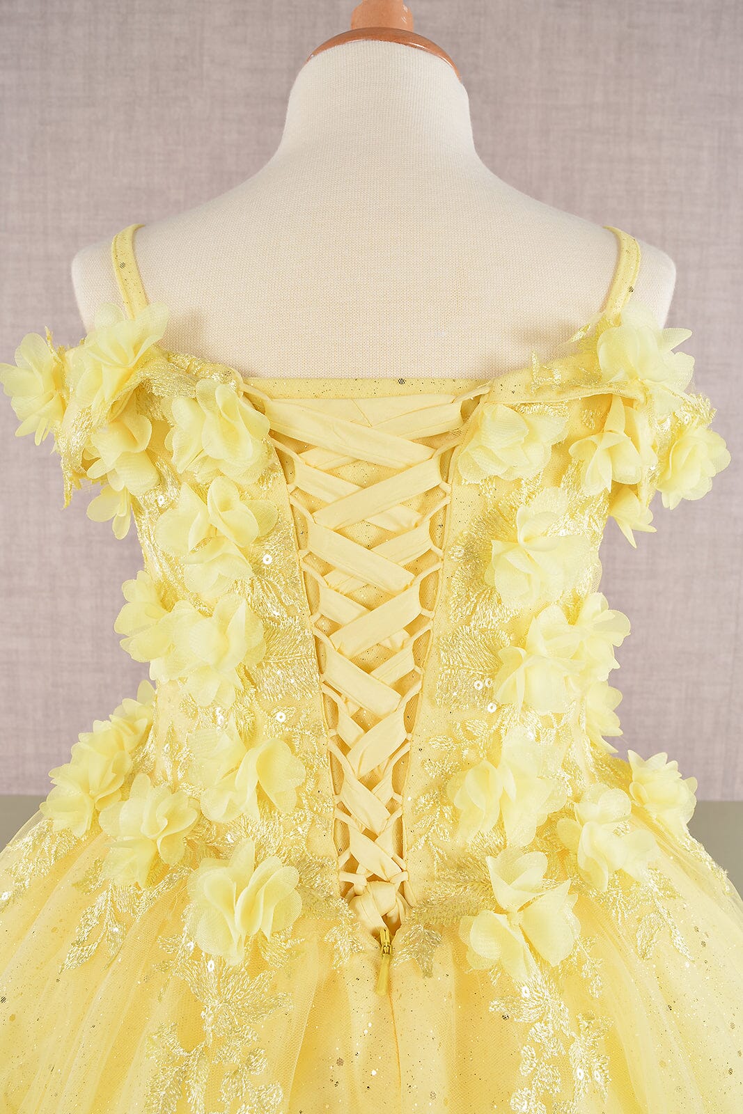 Girls 3D Floral Cold Shoulder Gown by Elizabeth K GK110