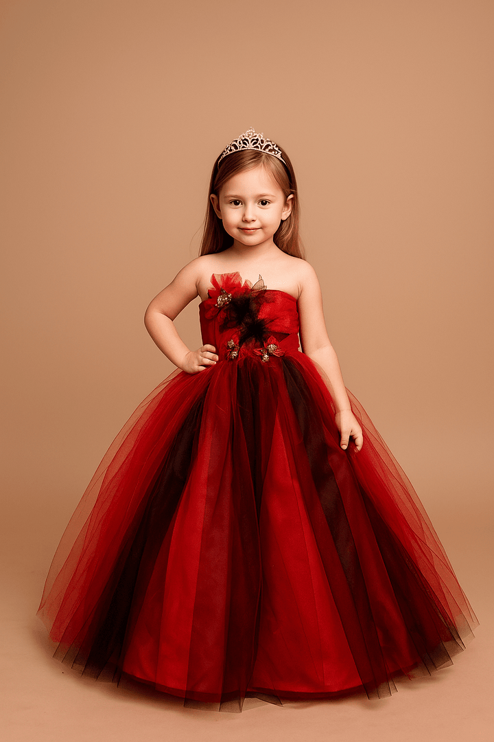 Girls 3D Floral Halter Tulle Gown by Calla D-830