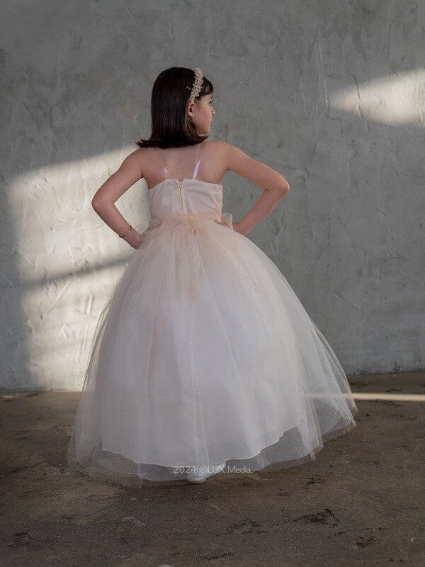 Girls 3D Floral Halter Tulle Gown by Calla D-830