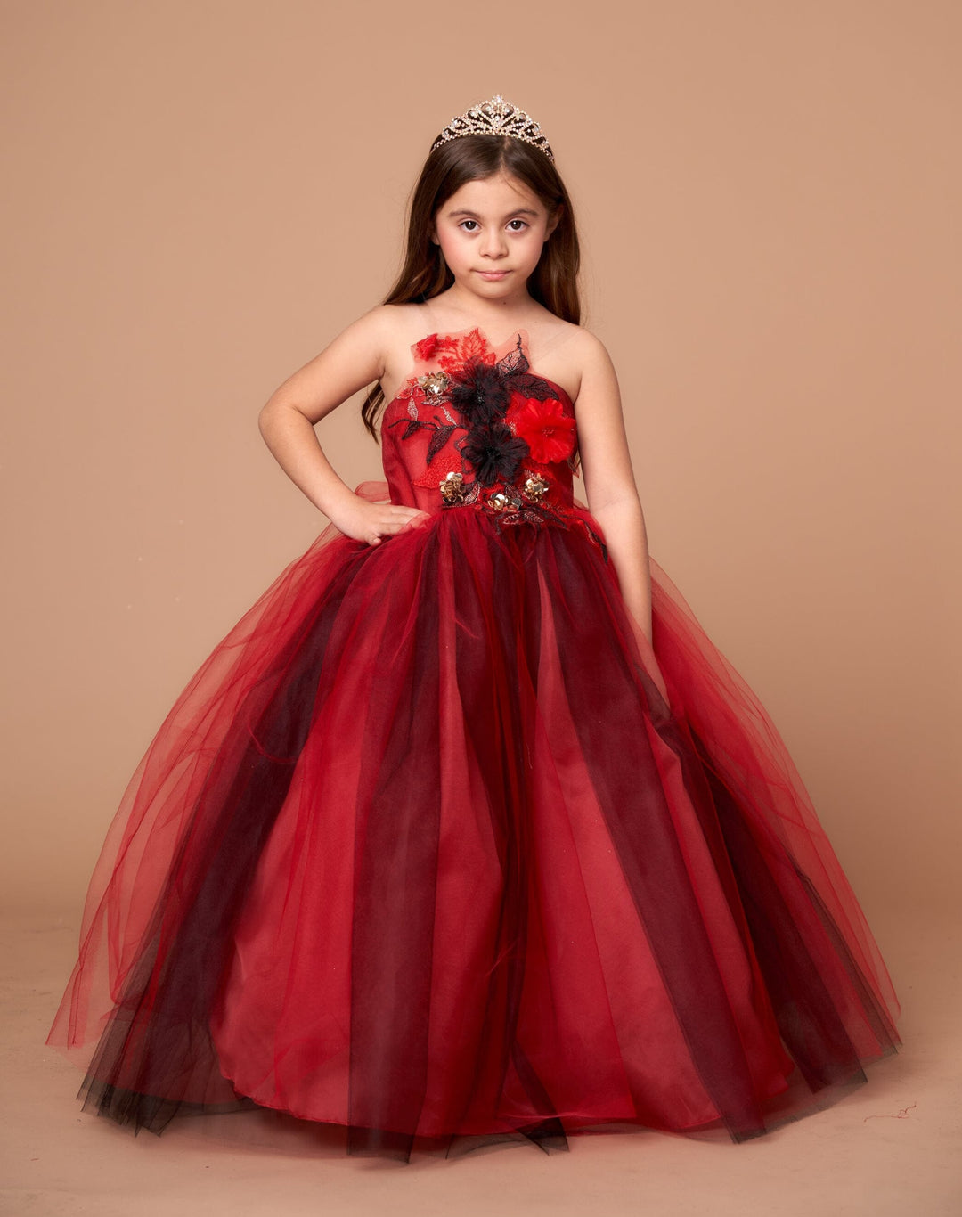 Girls 3D Floral Halter Tulle Gown by Calla D830 ABC Fashion Girls 3D Floral Halter Tulle Gown by Calla D830 ABC Fashion