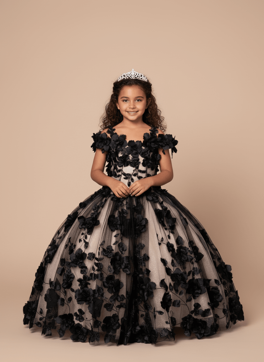 Girls 3D Floral Off Shoulder Gown by Calla SCK-305