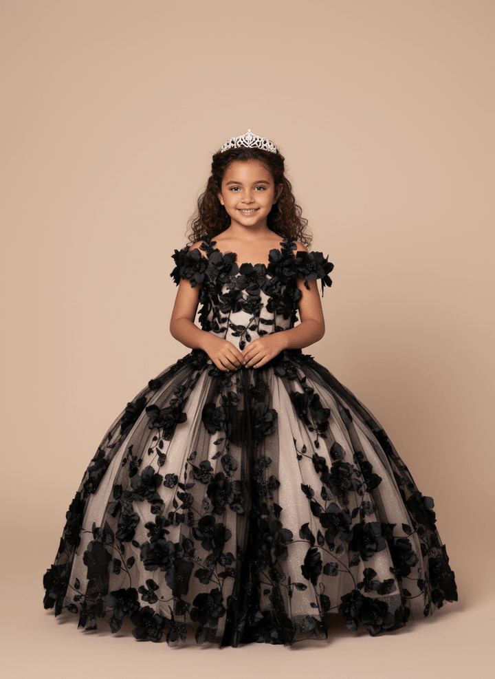 Girls 3D Floral Off Shoulder Gown by Calla SCK-305