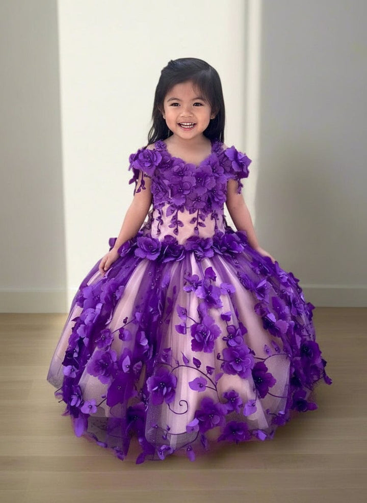 Girls 3D Floral Off Shoulder Gown by Calla SCK-305
