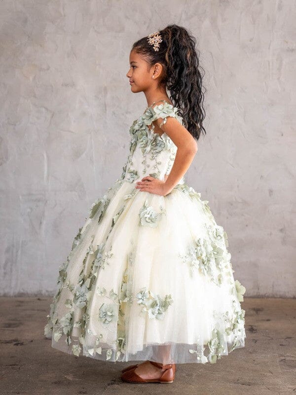 Girls 3D Floral Off Shoulder Gown by Calla SCK-305