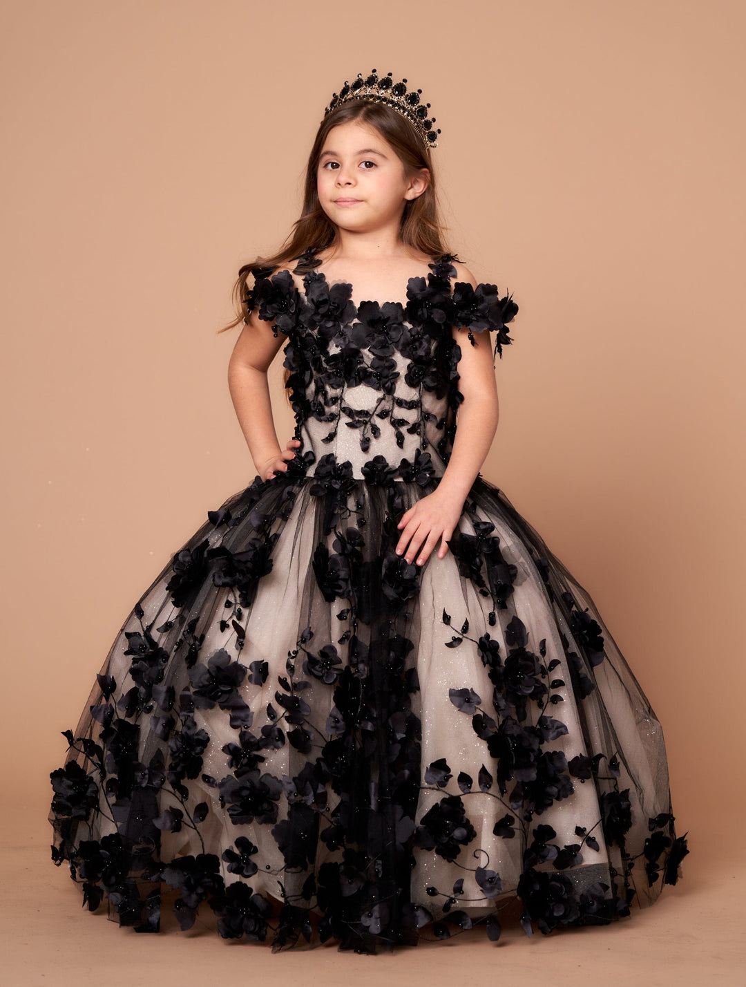 Girls 3D Floral Off Shoulder Gown by Calla SCK-305