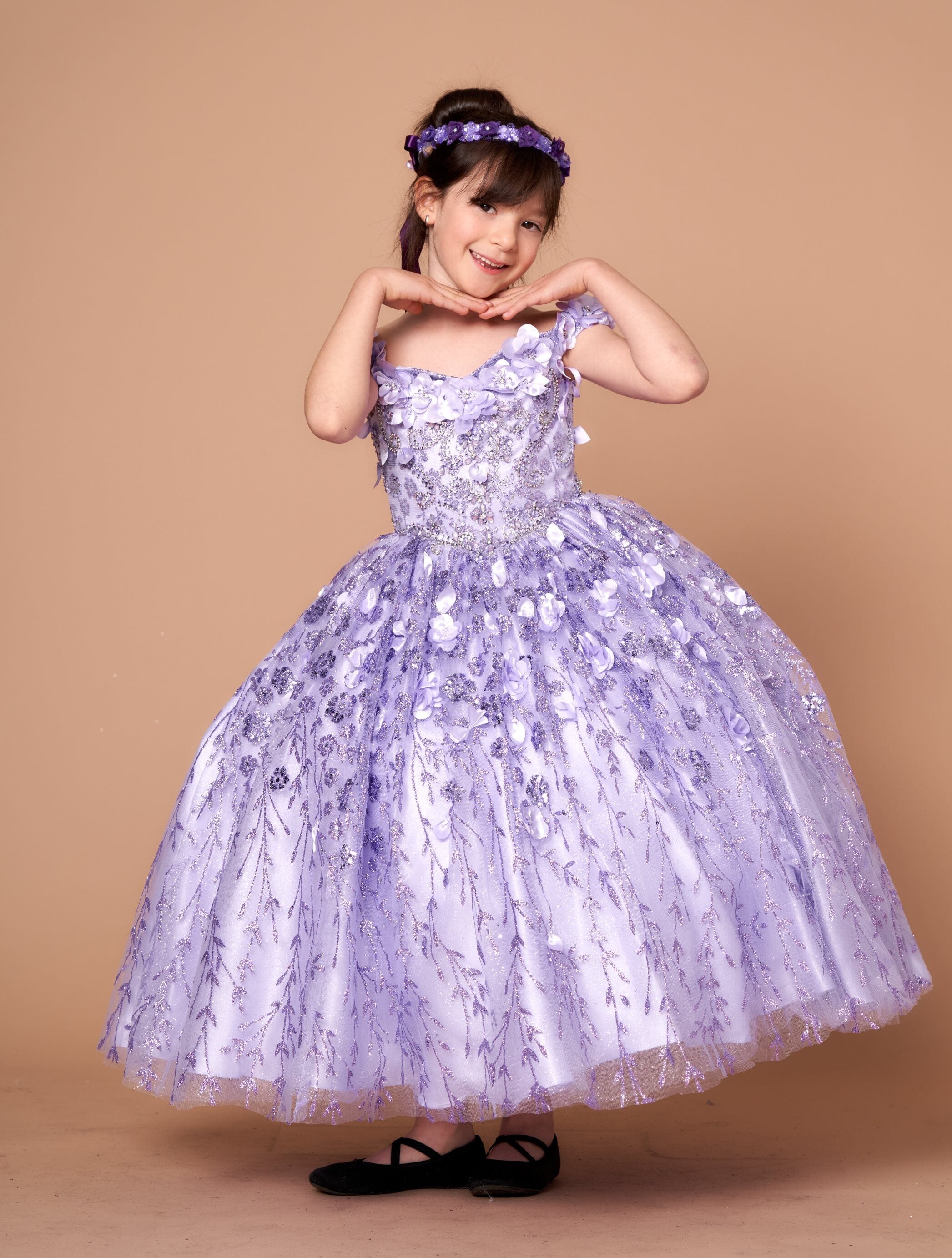 Wb 103 Color Code Girls 3D Floral Off Shoulder Gown by Calla WB-103 – ABC Fashion