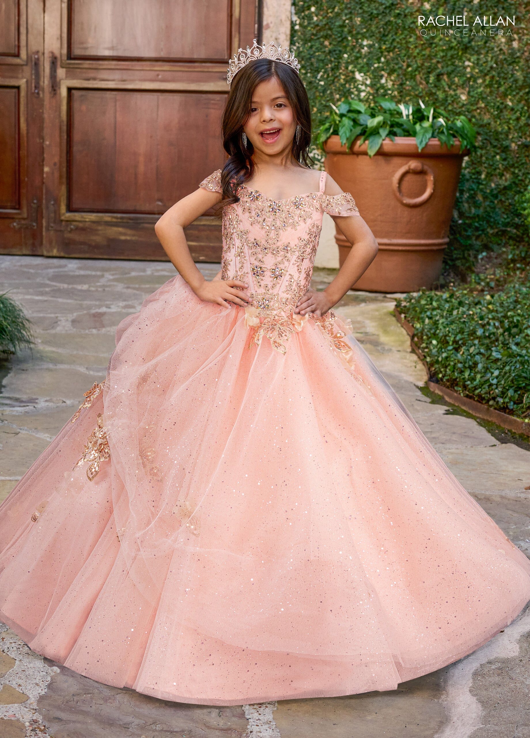 Girl's 3D Floral Off Shoulder Gown by Rachel Allan RQ4045 – ABC