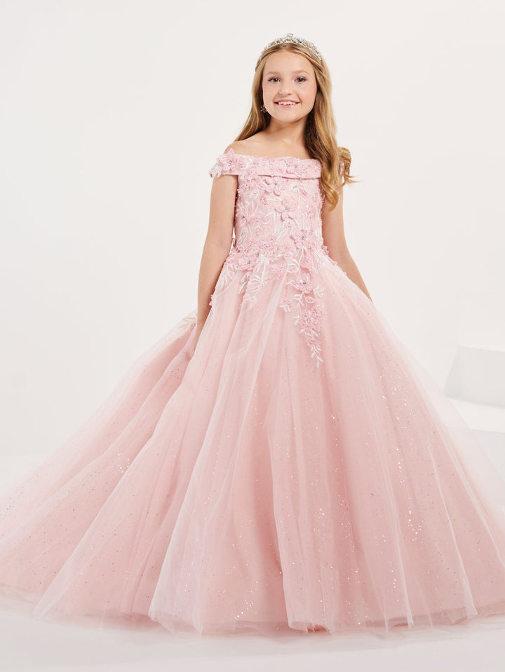 Girls 3D Floral Off Shoulder Gown by Tiffany Princess 13700