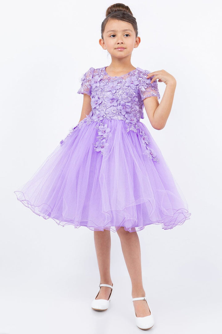 Girls 3D Floral Short Sleeve Dress by Cinderella Couture 9133