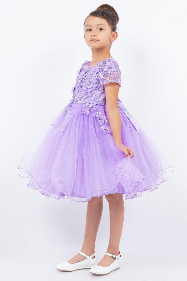 Girls 3D Floral Short Sleeve Dress by Cinderella Couture 9133