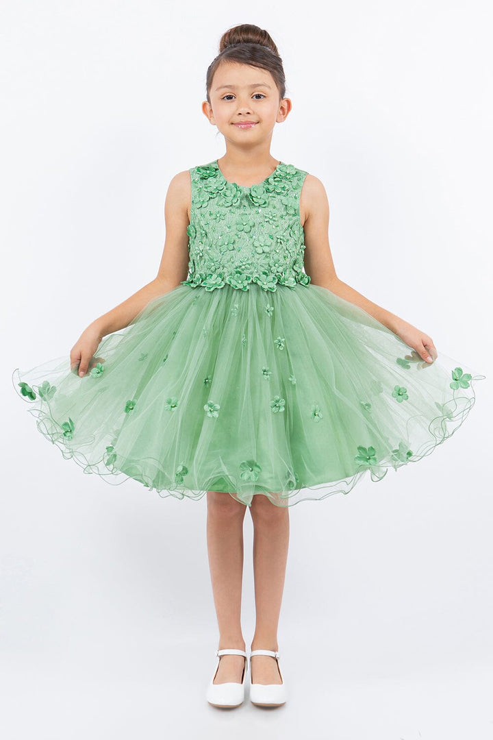 Girls 3D Floral Short Sleeveless Dress by Cinderella Couture 9219