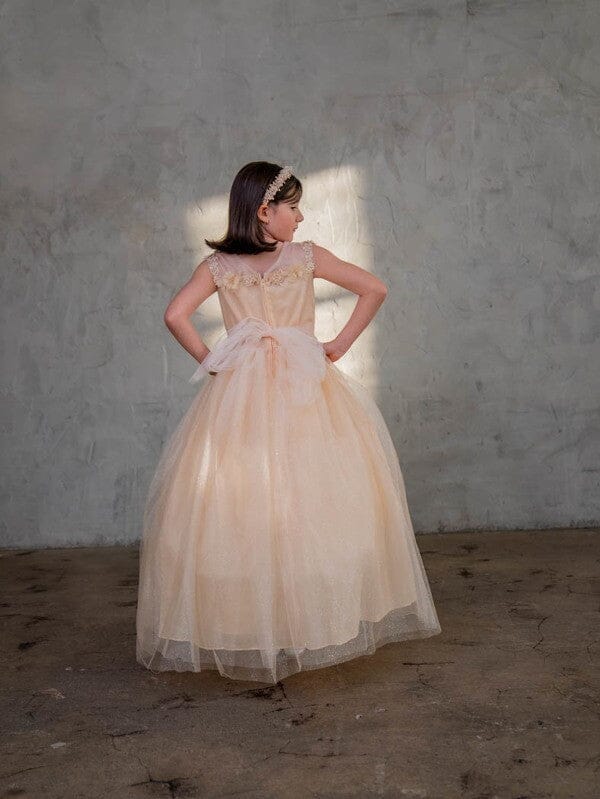 Girls 3D Floral Sleeveless Tulle Gown by Calla D-816