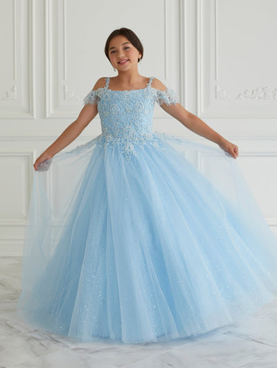 Girls Applique Cold Shoulder Gown by Tiffany Princess 13662