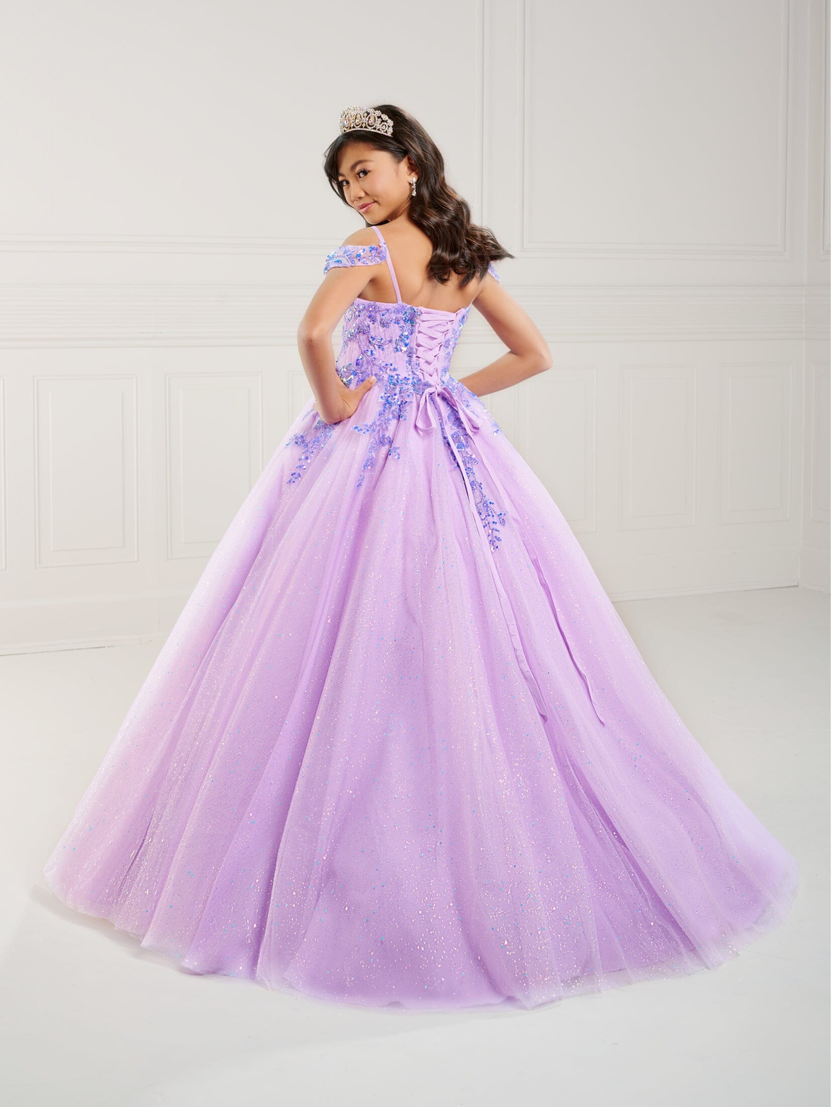 Girls Applique Cold Shoulder Gown by Tiffany Princess 13752 – ABC