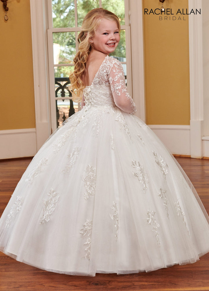 Girls Applique Long Sleeve Gown by Rachel Allan RB9123