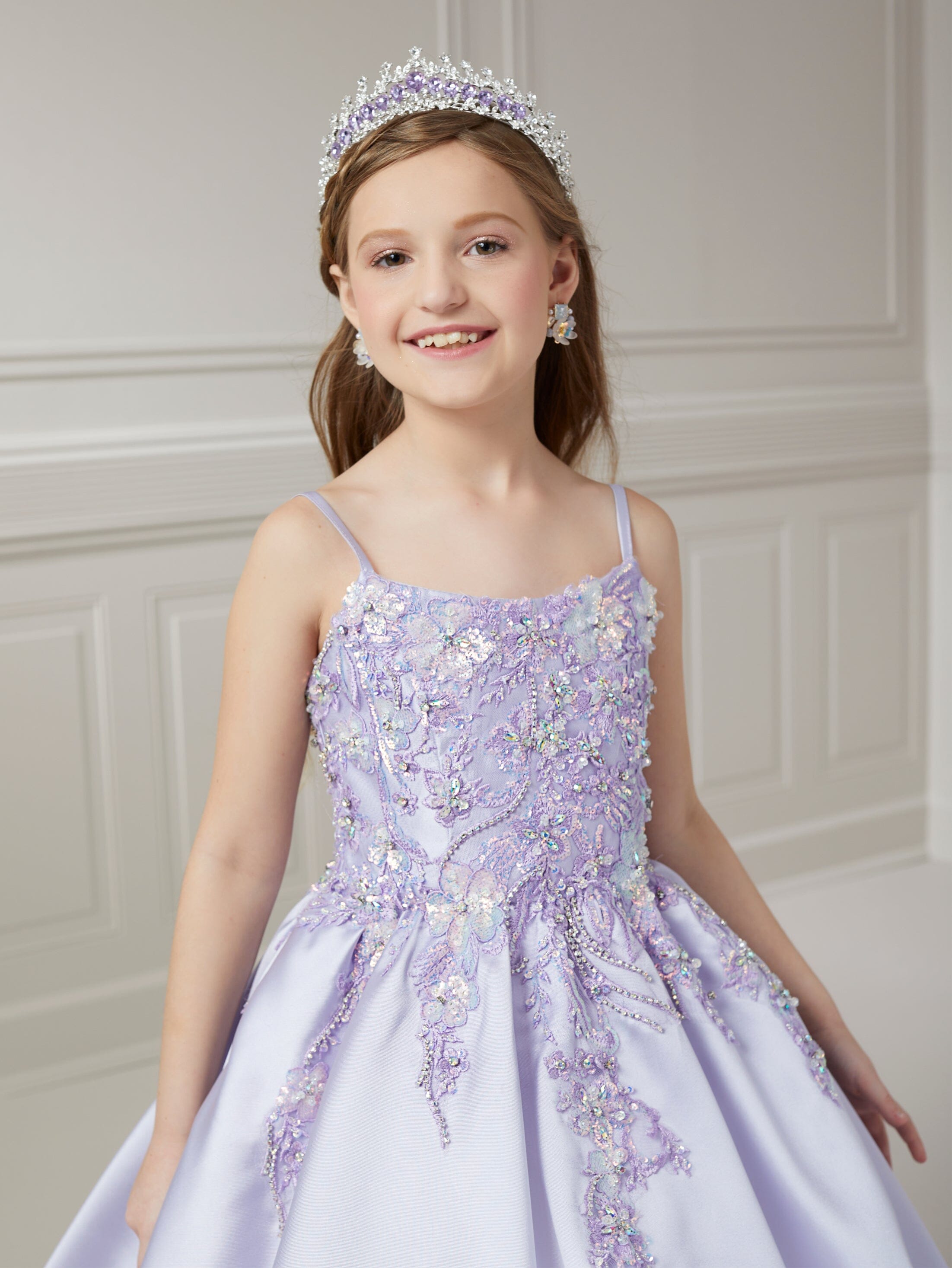 Girls Applique Mikado Gown by Tiffany Princess 13725 – ABC Fashion