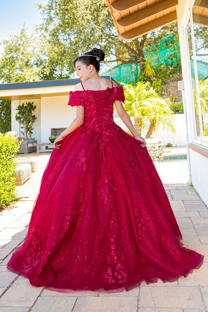 Girls Applique Off Shoulder Gown by Cinderella Couture 8045