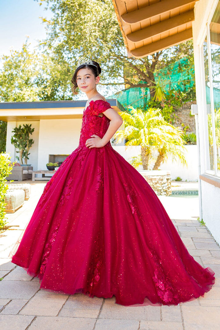 Girls Applique Off Shoulder Gown by Cinderella Couture 8045