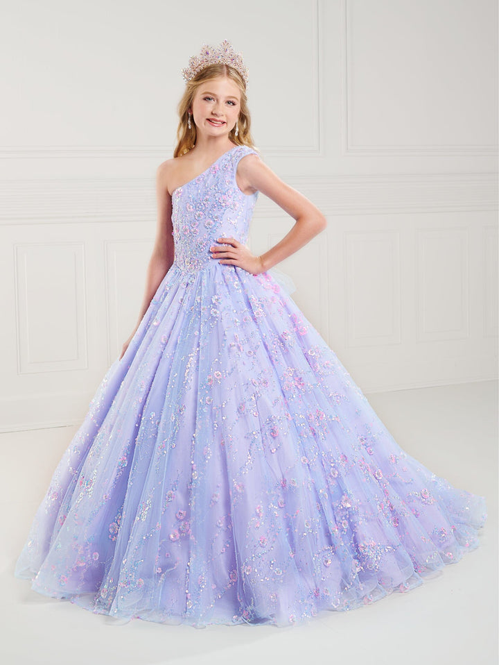 Girls Applique One Shoulder Gown by Tiffany Princess 13736