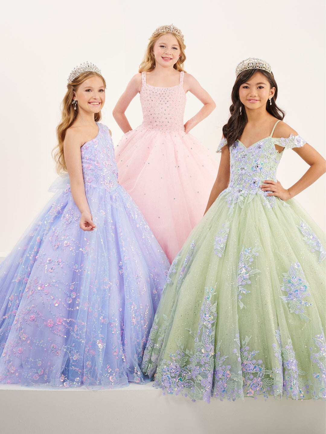 Girls Applique One Shoulder Gown by Tiffany Princess 13736