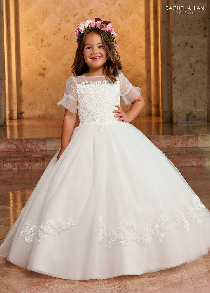 Girls Applique Short Sleeve Gown by Rachel Allan RB9145