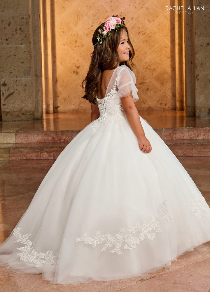 Girls Applique Short Sleeve Gown by Rachel Allan RB9145