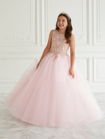 Girls Applique Sleeveless Gown by Tiffany Princess 13667