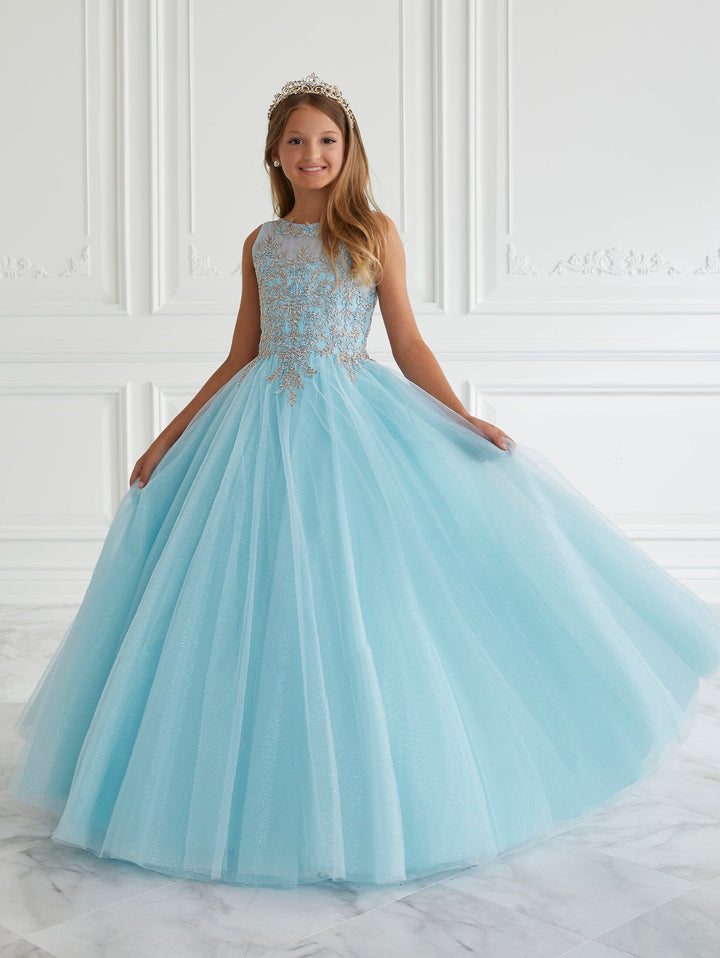 Girls Applique Sleeveless Gown by Tiffany Princess 13667