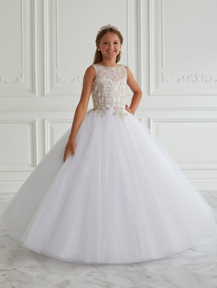 Girls Applique Sleeveless Gown by Tiffany Princess 13667