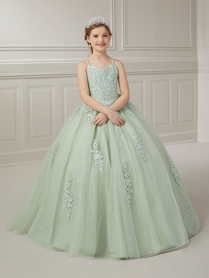 Girls Applique Sleeveless Gown by Tiffany Princess 13729