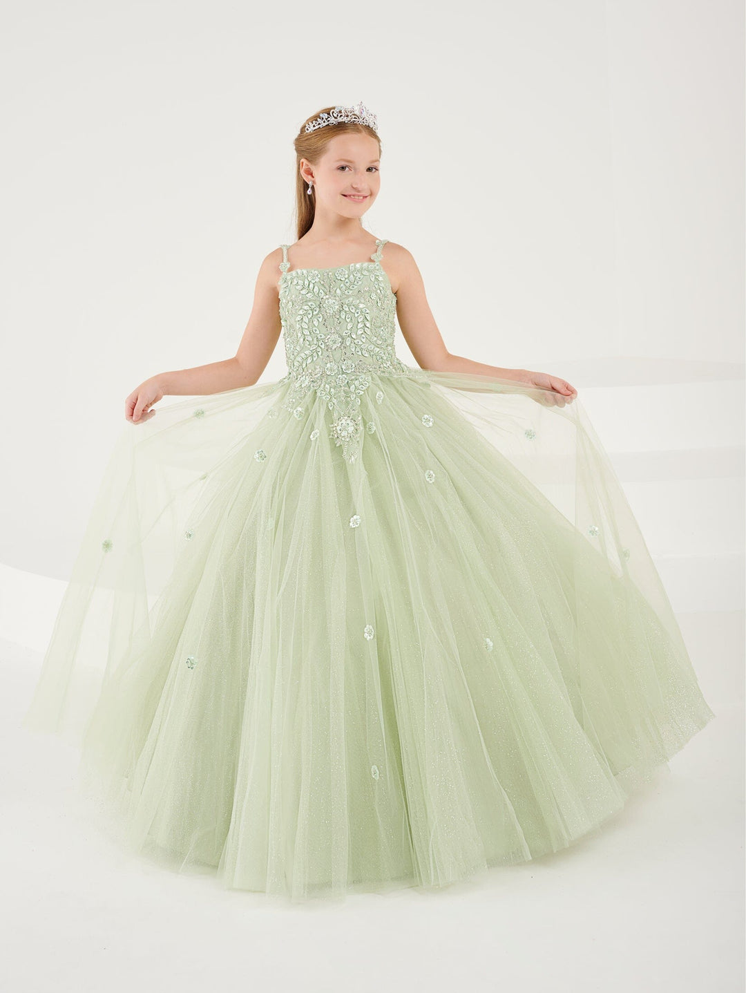 Girls Applique Sleeveless Gown by Tiffany Princess 13749