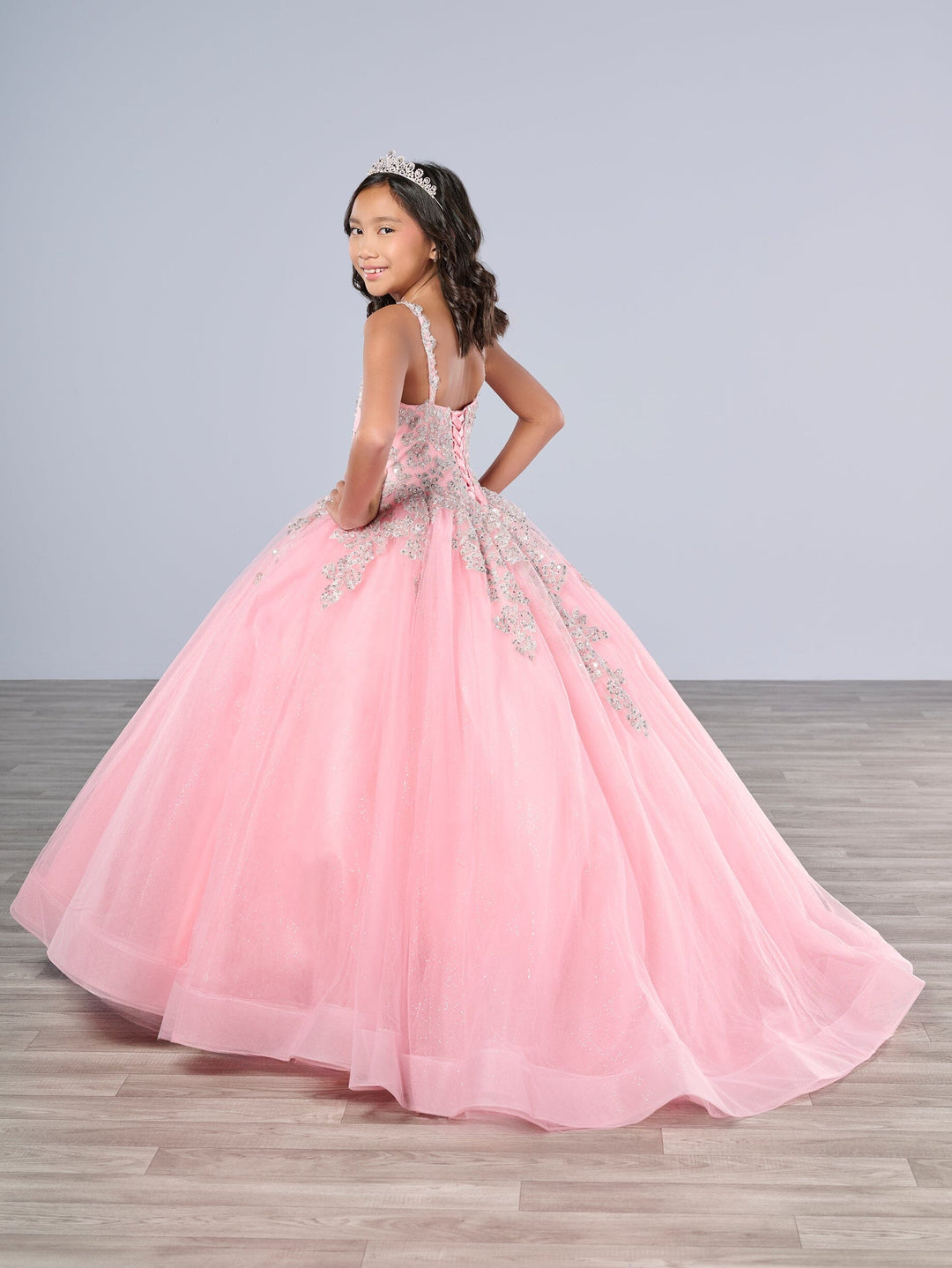 Girls Applique Sleeveless Gown by Tiffany Princess 13799 – ABC Fashion