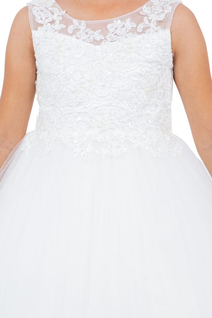 Girls Applique Sleeveless Tulle Gown by Cinderella Couture 5129